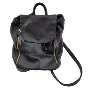 Mossimo Black Vegan leather Backpack Gold zippers Handle Pockets